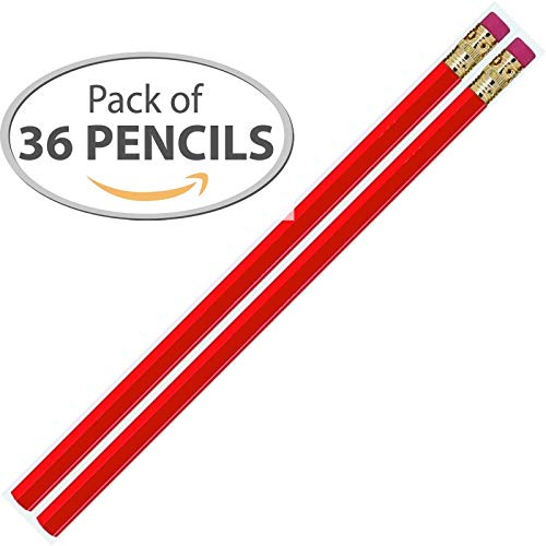Red Hexagon #2 Pencil, Eraser - 36 Qty Package - Express Pencils TM