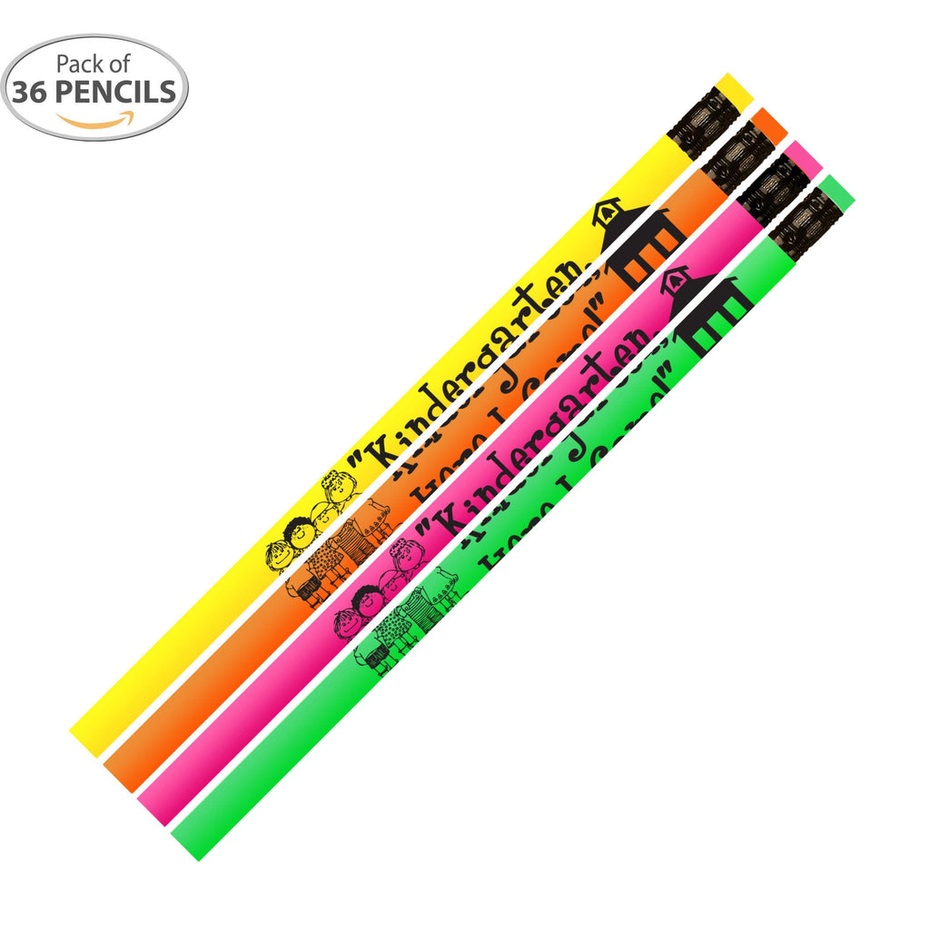 Kindergarten, Here I Come Pencils! Neon Kindergartener Pencils - 36 Qty Package - Express Pencils
