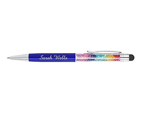 Personalized Crystal Prism Pens with Stylus - Metal Gem Pen - Custom Metallic Printed Name Pens with Black Ink - Imprinted with Message | Pens for Women | 12 pcs/pack