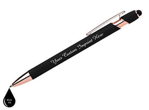 Express Pencils Personalized Pens Gift Set - 2 Pack of Rose Gold Soft Touch Metal Pens w/gift box - Luxury Ballpoint Pen Custom Engraved with Name or Message | Perfect for Him or Her