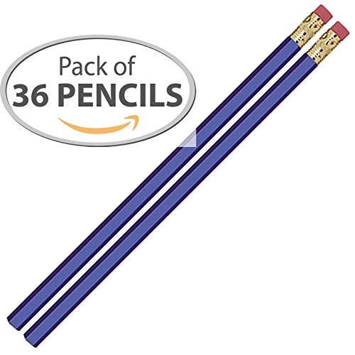 Blue Metallic Hexagonal #2 Pencil, Eraser. 36 Pack.