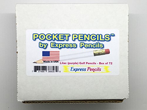 Half Pencils with Eraser - Golf, Classroom, Pew, Short, Mini, Small. Church, Non Toxic - Hexagon, Sharpened, 2 Pencil, Color - Lilac (purple), Box of 72 (1/2 Gross) Golf Pocket Pencils