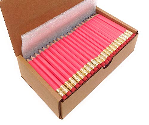 Musgrave Pencil, Half Pencils with Eraser, Golf Events School Church Library Pencil, Hexagon, Number 2, Sharpened, Box of 144, Pink