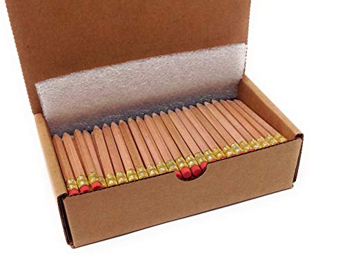 Musgrave Pencil, Half Pencils with Eraser, Golf Events School Church Library Pencil, Hexagon, Number 2, Sharpened, Box of 144, Natural Wood Grain