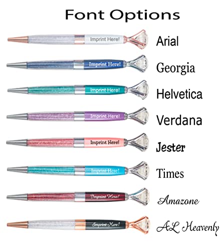 Personalized Diamond Pens Gift Set - 2 Pack Metal Gem Pens w/gift box - Metallic Custom Engraved with Name or Message | Perfect for Her