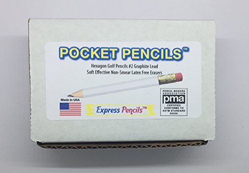 Half Pencils with Eraser - Golf, Classroom, Pew, Short, Mini - Hexagon, Sharpened, Non Toxic, Non-Smudge, 2 Pencil, Wood Cased, Color -Assorted Mix of Colors, (Box of 48) Golf Pocket Pencils