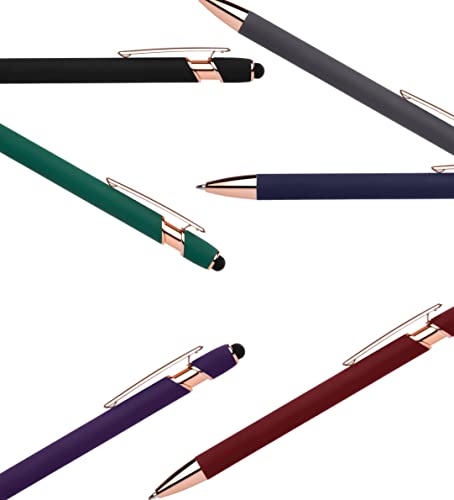 Rose Gold Rubberized Soft Touch | Rose Gold Colors | Ballpoint Pen with Stylus Tip a stylish, premium metal pen, black ink, medium point