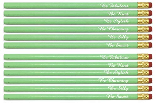 Gentle Reminder Pencils - Set of 12 - Colors available: Pastel Pink, Pastel Green, Pastel Yellow or Pastel Blue - Cute Pencils. Gifts for Her. Back to school supplies. USA Made - Inspirational