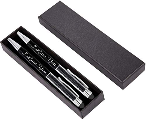 "I Love You" Crystal Pen Gift Set for Her - Cute Rhinestones pen with Black Ink- Chic Gifts for Women - for Anniversary Birthday or any Occasion
