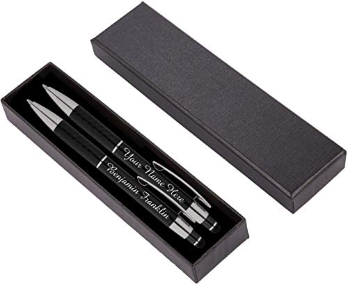 Personalized Pens Gift Set - 2 Pack of Metal Pens w/gift box - Luxury Ballpoint Pen Custom Engraved with Name, Logo or Message for Executive, Business or Personal use