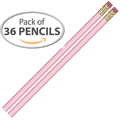 Pastel Pink Hexagon #2 Pencil, Eraser. 36 Pack. Express Pencils