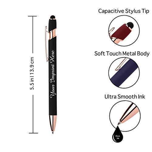 Express Pencils Personalized Pens Gift Set - 2 Pack of Rose Gold Soft Touch Metal Pens w/gift box - Luxury Ballpoint Pen Custom Engraved with Name or Message | Perfect for Him or Her