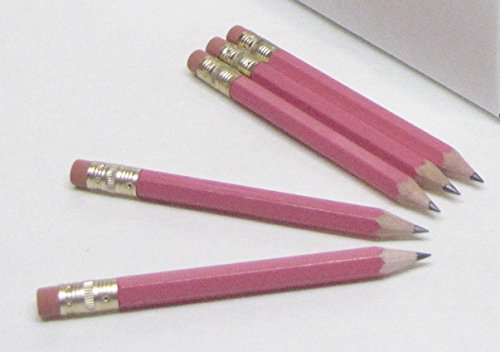 Pink Golf Pencils with Eraser - Half, Classroom, Pew, Short, Mini, Small, Non Toxic - Hexagon, Sharpened, 2 Pencil, Color - Pink, Pkg of 36 Pocket Pencils by Express Pencils