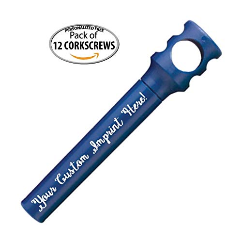 Personalized Pocket Corkscrew - Wine Bottle Opener- Custom Printed - Imprinted with Your Name Logo or Message - Favors - Includes Personalizing - 12 Quantity Box (Assorted Colors)