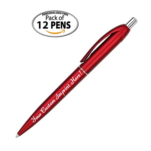 Personalized Ballpoint Pens - Retro -Retractable Click action - Custom - Black writing - Printed Name pens - Imprinted with Your Logo or Message - FREE PERSONALIZATION - 12 Pens/Box