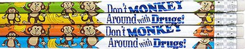 Don't Monkey Around with Drugs Pencil! No Drugs Pencils, Eraser, 36 Pack