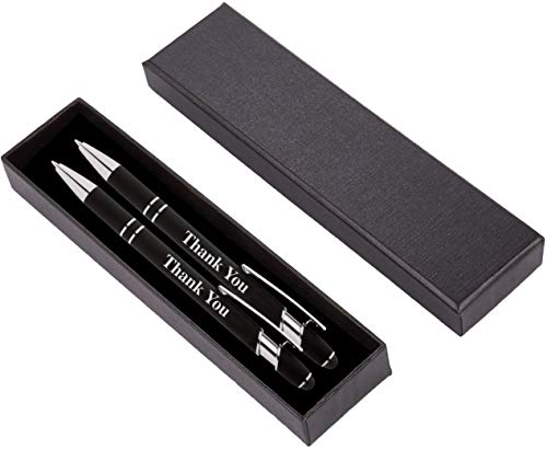 "Thank You" Premium Gift Stylus Pens Gift Set - 2 Pack of Soft Touch Metal Pens w/gift box - 2 in 1 Combo Pen for Events, Employee Appreciation & More