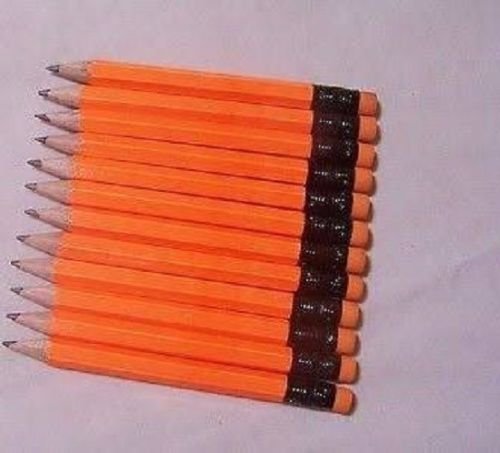 Half Pencils with Eraser - Golf, Classroom, Pew - Hexagon, Sharpened, 2 Pencil, Color - Neon Orange, Box of 72 Pocket Pencils