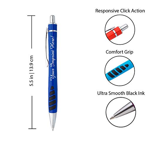 Your Name or Imprint on our Custom Printed Addison Ballpoint Pen - Rubber Grip For Writing Comfort And Control, black ink, medium point - 12 Pack