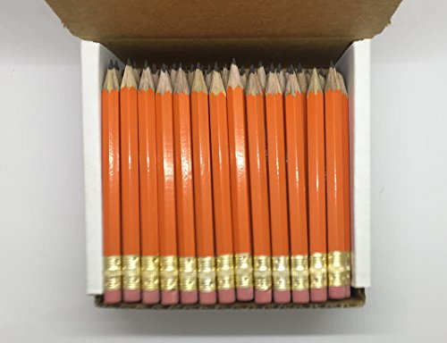 Half Pencils with Eraser - Golf, Classroom, Pew, Short, Mini, Small. Church, Non Toxic - Hexagon, Sharpened, 2 Pencil, Color - (Orange, Box of 72) Golf Pocket Pencils