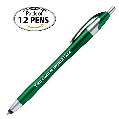 The JayLyn Ballpoint Pen with Stylus Tip. Click action Custom Personalized Black writing ink. Full color Printed Name pens Office Your Logo/Message FREE PERZONALIZATION - 12 Qty