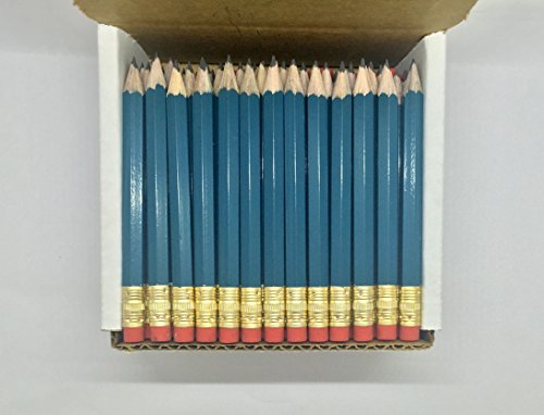 Half Pencils with Eraser - Golf, Classroom, Pew, Short, Mini, Small, Non Toxic, Wooden, Hexagon, Sharpened, 2 Pencil, (Color - Teal, Box of 72), (Half Gross) Golf Pocket Pencils