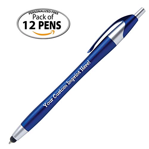 The JayLyn Ballpoint Pen with Stylus Tip. Click action Custom Personalized Black writing ink. Full color Printed Name pens Office Your Logo/Message FREE PERZONALIZATION - 12 Qty