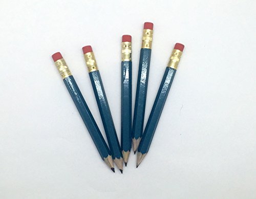 Half Pencils with Eraser - Golf, Classroom, Pew, Short, Mini, Small, Non Toxic, Wooden, Hexagon, Sharpened, 2 Pencil, (Color - Teal, Box of 72), (Half Gross) Golf Pocket Pencils