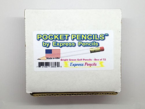 Half Pencils with Eraser - Golf, Classroom, Pew, Short, Mini, Non Toxic- Hexagon, Sharpened, 2 Pencil, Color - Green, Box of 72 (half gross) Golf Pocket Pencils