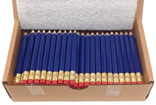 Half Pencils with Eraser, Golf, Classroom, Church, Hexagon, 2 Pencil, Sharpened, Box of 144. Color: Navy Blue