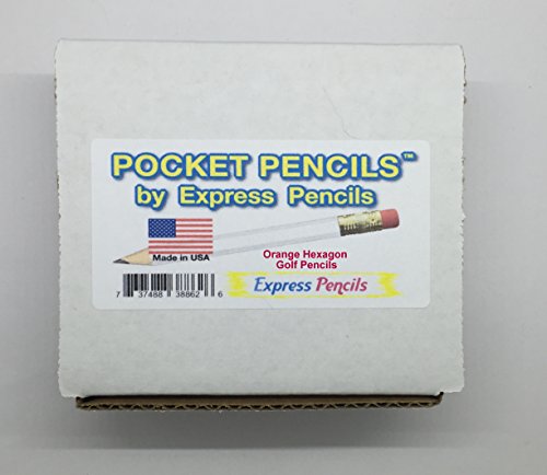 Half Pencils with Eraser - Golf, Classroom, Pew, Short, Mini, Small. Church, Non Toxic - Hexagon, Sharpened, 2 Pencil, Color - (Orange, Box of 72) Golf Pocket Pencils