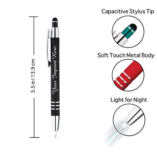 Personalized Pens Gift Set - 2 Pack of | LED Flashlight Soft Touch Metal Pens w/gift box | Luxury Ballpoint Pen Custom Engraved with Name or Message | Light Up Pens