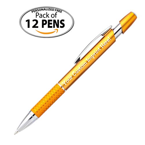 Personalized Ballpoint Pens Click action Custom Black writing ink - The Sleeker - Full color Printed Name Pens with Your Logo/Text/Message FREE PERSONALIZATION - 12 Qty