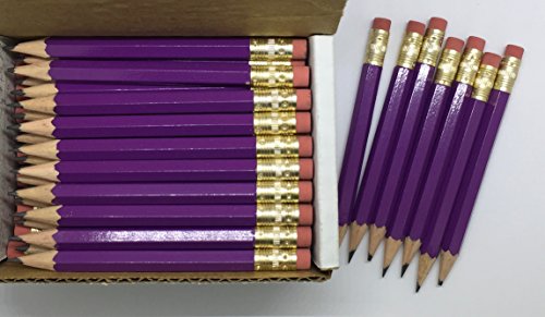 Half Pencils with Eraser - Golf, Classroom, Pew, Short, Mini, Small,  Church, Non Toxic - Hexagon, Sharpened, 2 Pencil, Color - Light Purple, Box  of