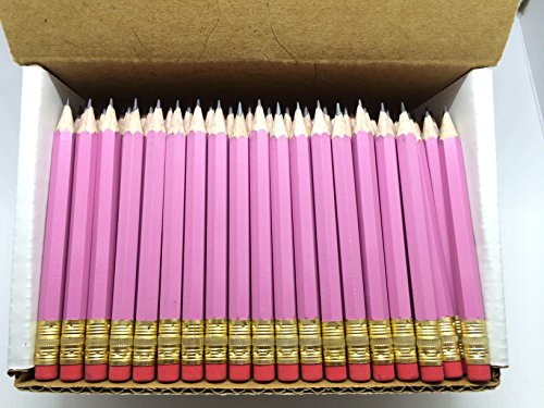 Half Pencils with Eraser - Golf, Classroom, Pew Short Mini Non Toxic- Hexagon, Sharpened, 2 Pencil, Color - Lavender, Box of 72 (half gross) Golf Pocket PencilsTM