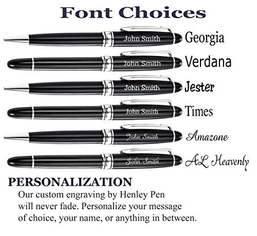 Personalized Pens Gift Set - 2 Pack of Metal Pens w/gift box - Luxury Rollerball & Ballpoint Pens | Blue and Black Ink Refills Included | Custom Engraved w/Name or Message