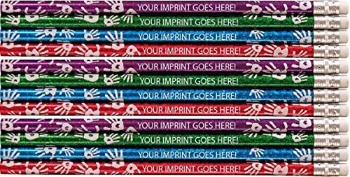 Personalized Pencils - Round - Helping Hands Theme - Custom Printed with your name, message, text or logo - by Express Pencils - 12 pkg FREE PERZONALIZATION Great gift idea