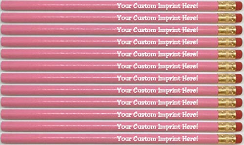Personalized Custom Pencils - Round - Pastel Colors - White Imprint- Printed with your name, message, text or logo - Express Pencils - 12 pkg FREE CUSTOMIZING Great gift idea