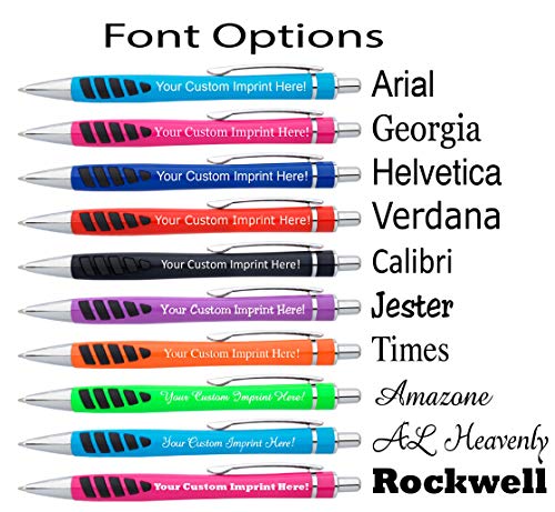 Your Name or Imprint on our Custom Printed Addison Ballpoint Pen - Rubber Grip For Writing Comfort And Control, black ink, medium point - 12 Pack