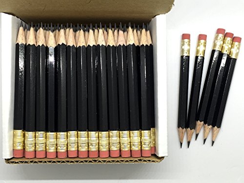 Express Pencils Half Pencils with Eraser - Golf, Classroom, Pew, Short, Mini, Non Toxic, Hexagon, Sharpened, 2 Pencil, Color - Black, Box of 72, (Half Gross) Golf Pocket Pencil TM
