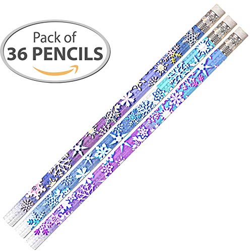 D1063 Snowflake Glitters - 36 Qty Package Winter Christmas Pencils - Frozen Theme - Parties, Events - Express Pencils