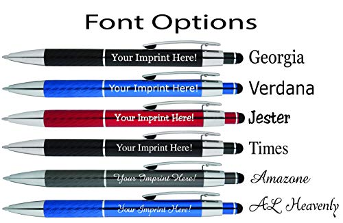 Customized Pens with Stylus - The Prestige Metal Pen - Custom Printed Name Pens with Black Ink Personalized & Imprinted with Logo or Message -Great Gift Ideas- FREE PERSONALIZATION - 6 pack