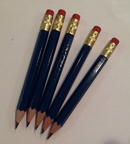 Half Pencils with Eraser - Golf, Classroom, Pew - Hexagon, Sharpened, 2 Pencil, Color - Navy, Box of 72, Golf Pocket Pencils TM