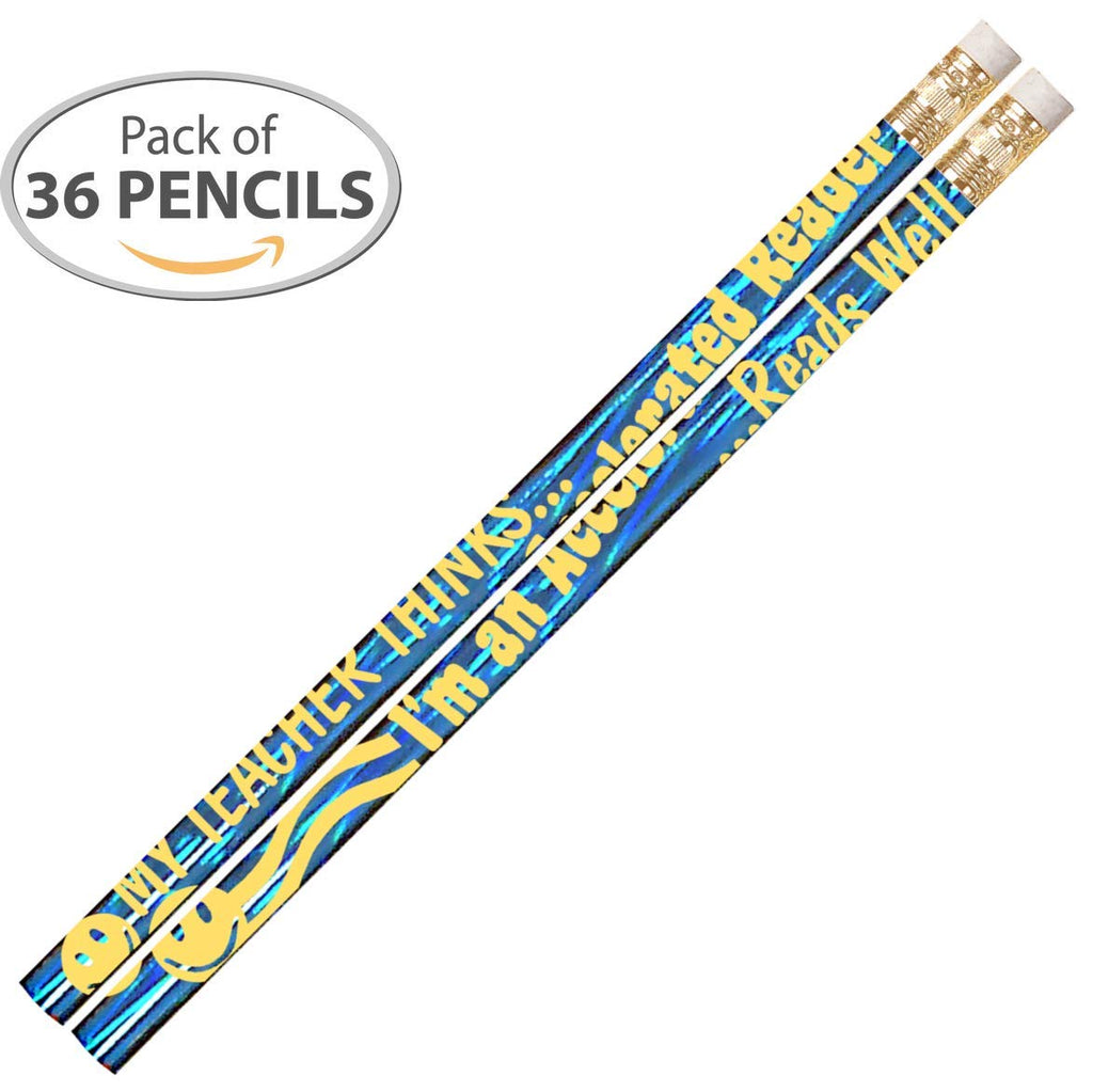 D2364 My Teacher Thinks Accelerated Reader - 36 Qty Package - Reading Award Pencils - Express Pencils