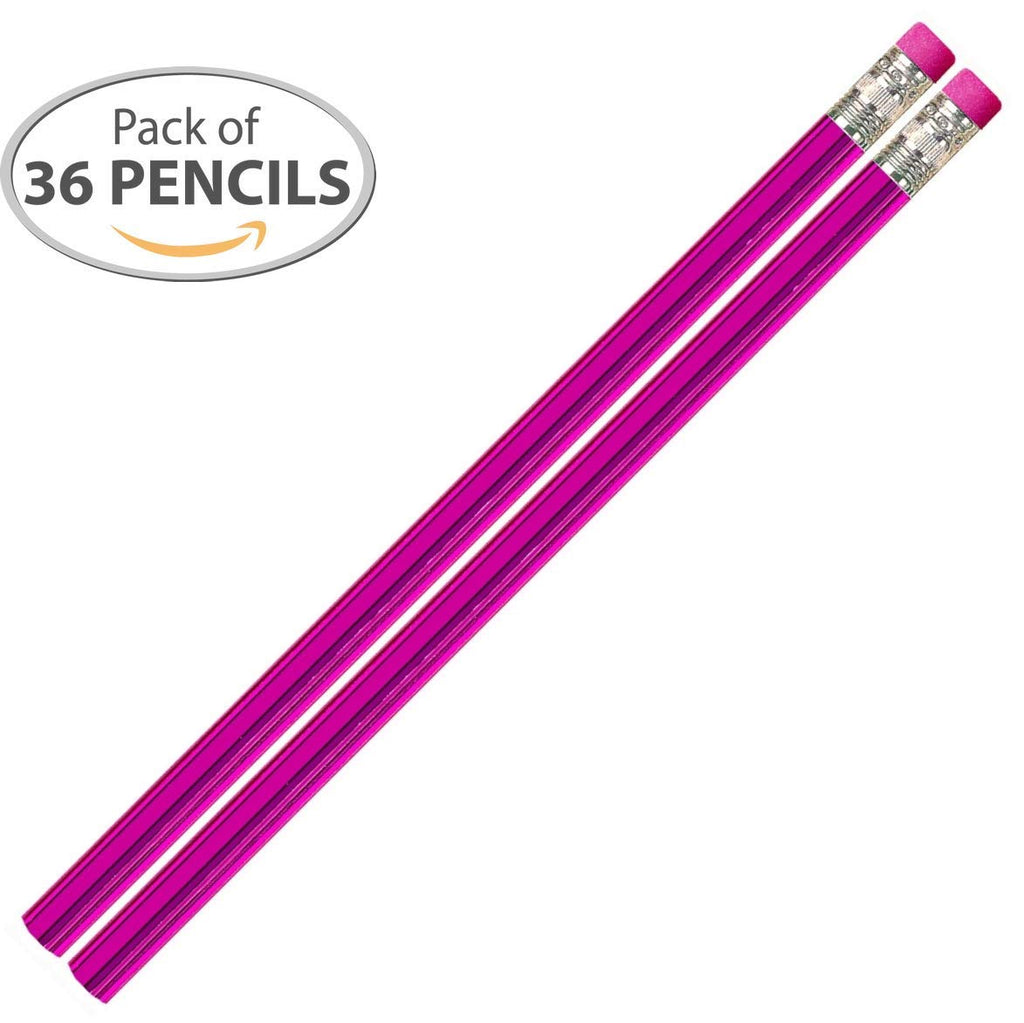 D1660 Tickled Pink Pencils - 36 Qty Package - Metallic Shiny Pink Pencils - Express Pencils
