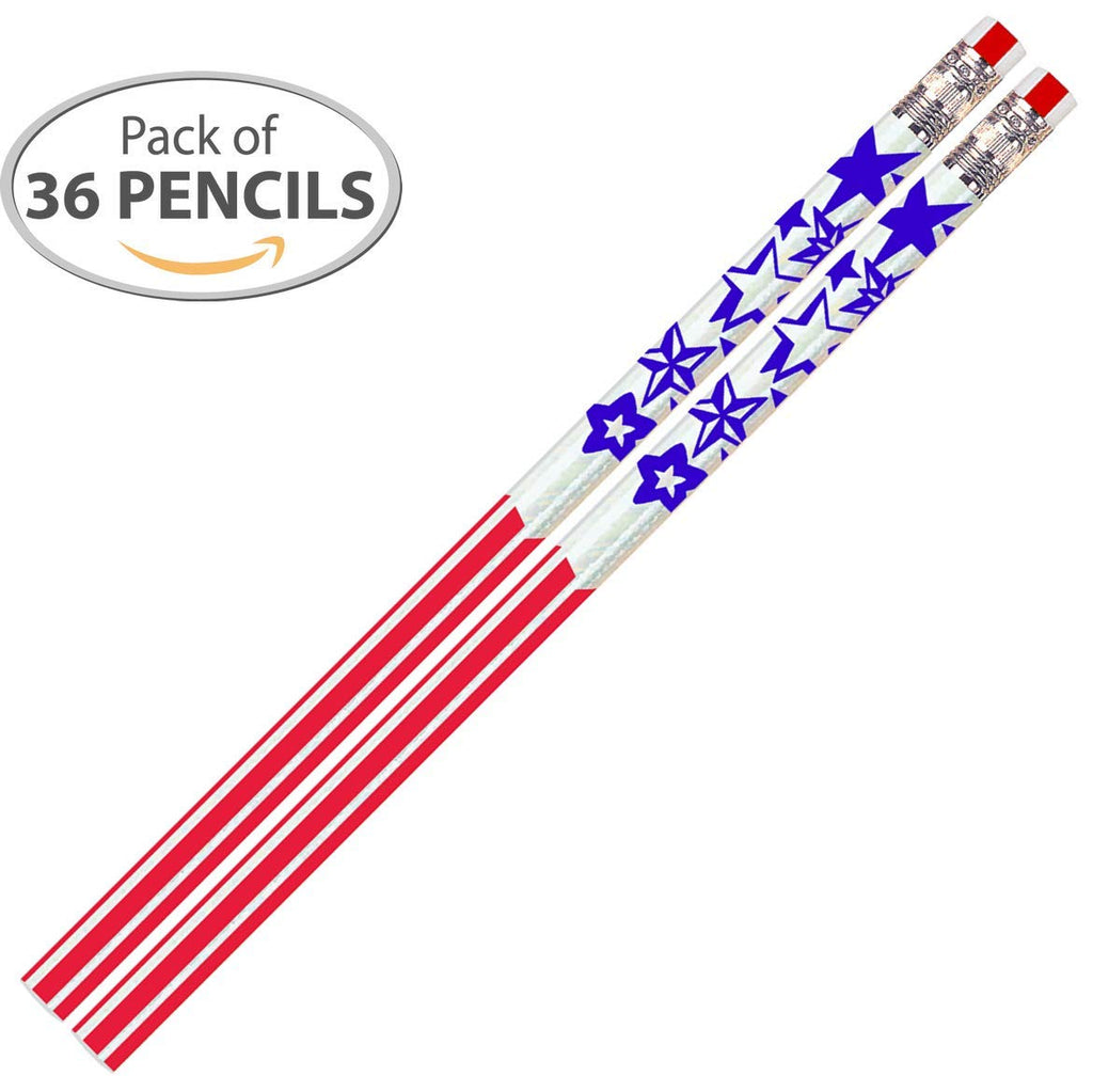 D1301 Stars & Stripes - 36 Qty Package - Patriotic Pencils - Express Pencils