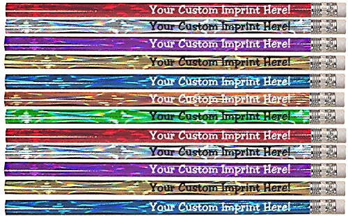 Personalized Pencils - Round - Laser Theme - Custom Printed with your message, text or logo - by Express Pencils - 12 pkg FREE PERZONALIZATION Great gift idea