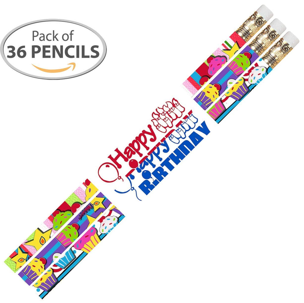 D2517 Happy Birthday Cupcakes - 36 Qty Package - Express Pencils