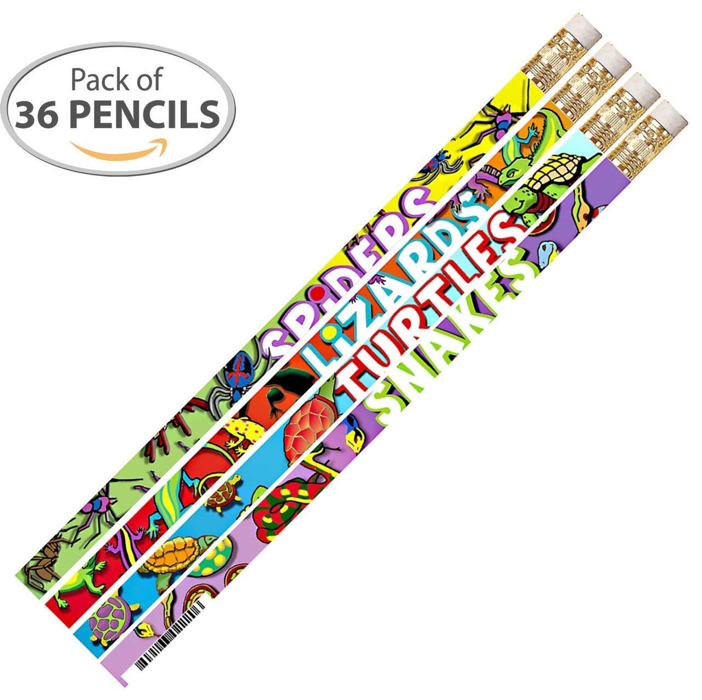 D2220 Crawly Creatures - 36 Qty Package - Assorted Spider Lizard Turtle & Snake Pencils - Express Pencils