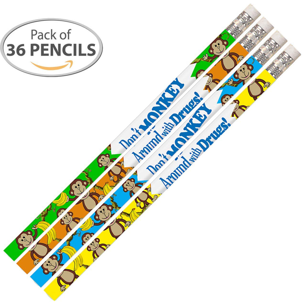 D2529 Don't Monkey Around with Drugs Pencil! No Drugs Pencils, Eraser - 36 Qty Package - Express Pencils